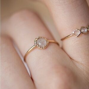 Suetables 14kt gold diamond and moonstone ring